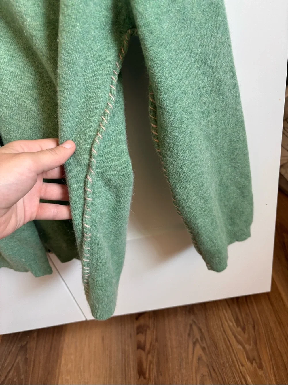 Free People Green Embellished Crewneck Cardigan